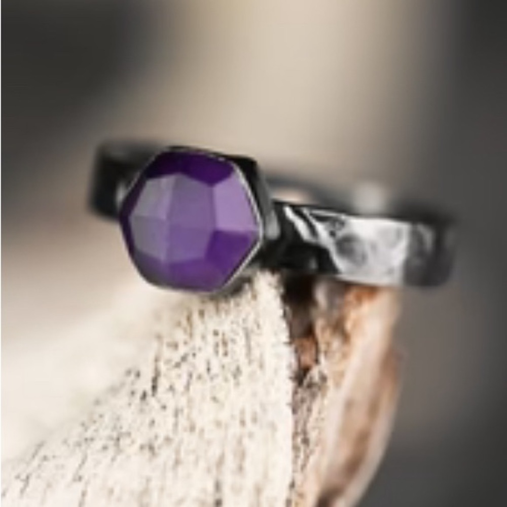 Gunmetal and Amethyst Ring